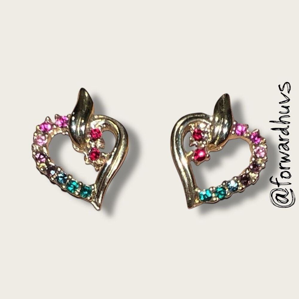 Bundle Sale 3 for $15 | Vintage Roman Rhinestone Heart Earrings